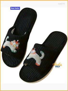 Cotton Linen Slippers Open Toe Lightweight Non Slip Soft Sole